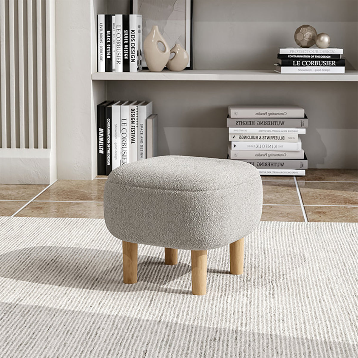 Kamar Wide Square Ottoman Footstool