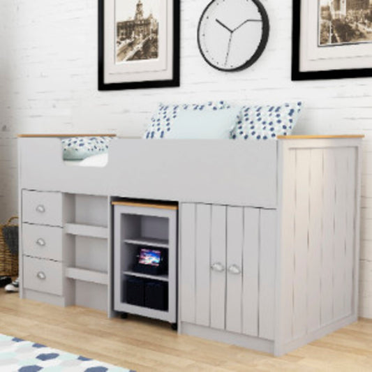 Kids Mid-Sleeper Bed with Wardrobe