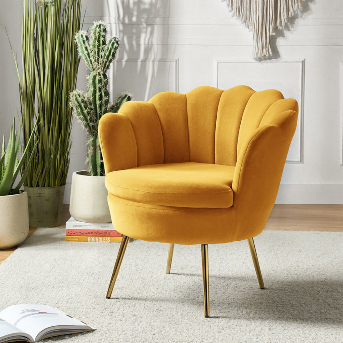Leaf Velvet Barrel Chair