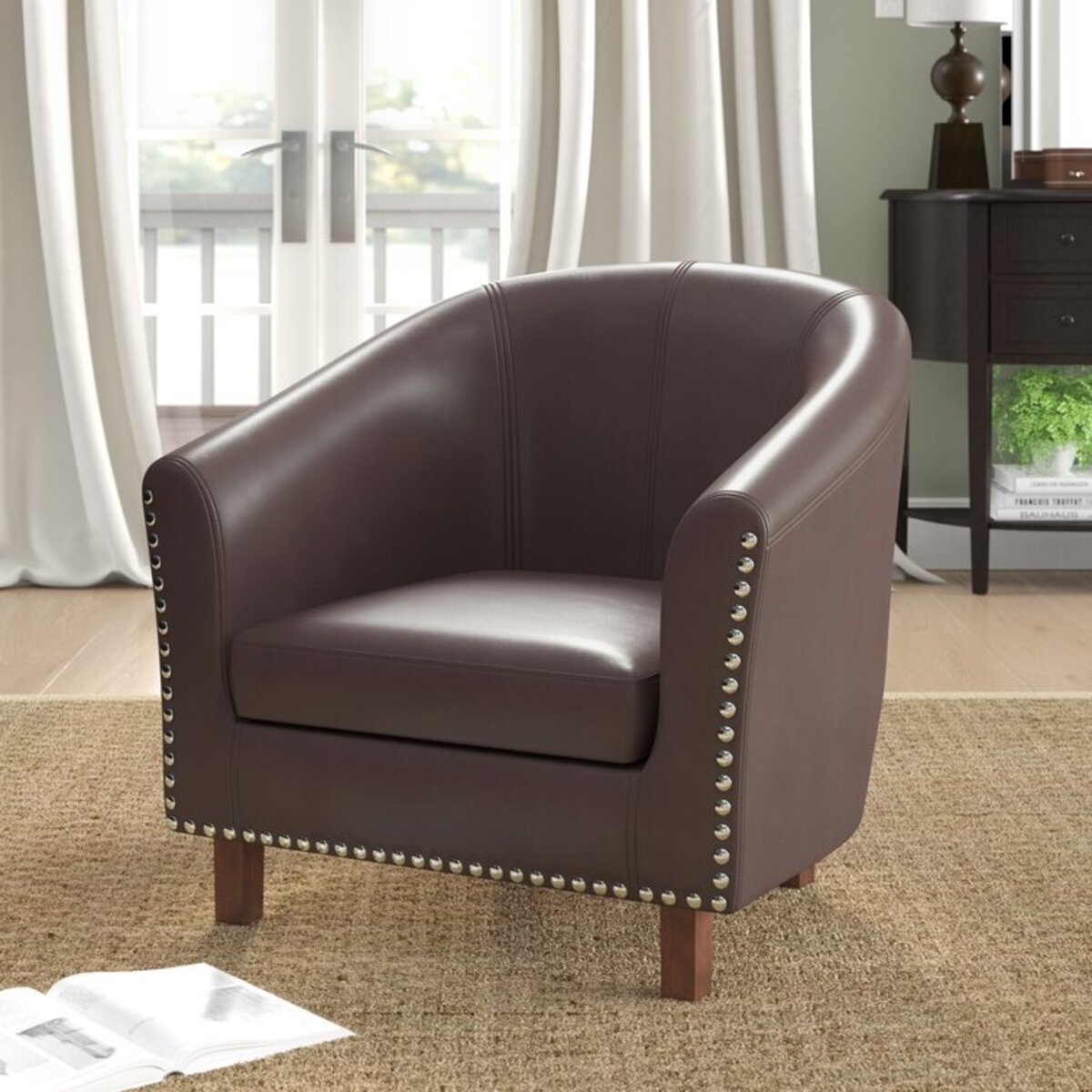 Leather Faux Barrel Chair