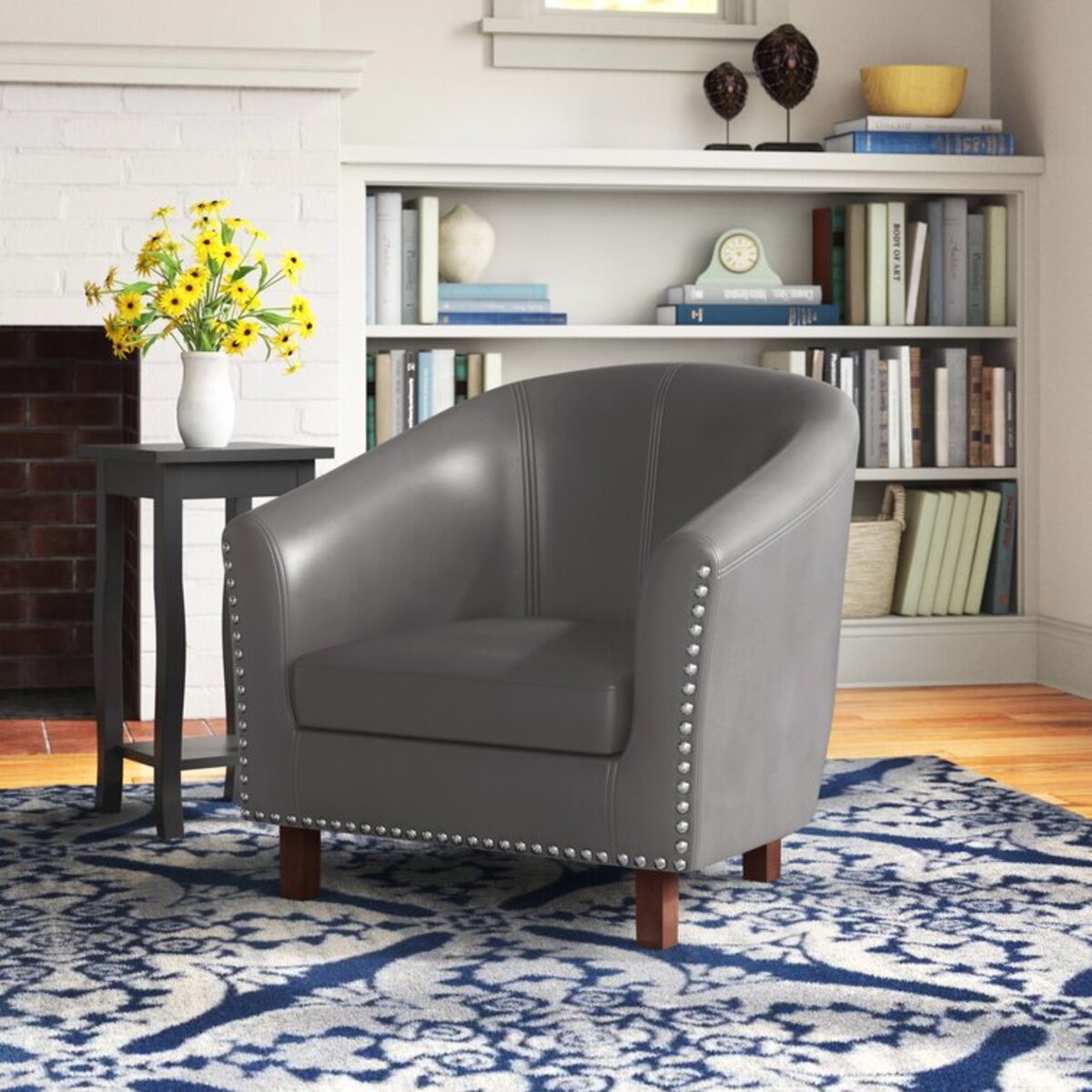 Leather Faux Barrel Chair