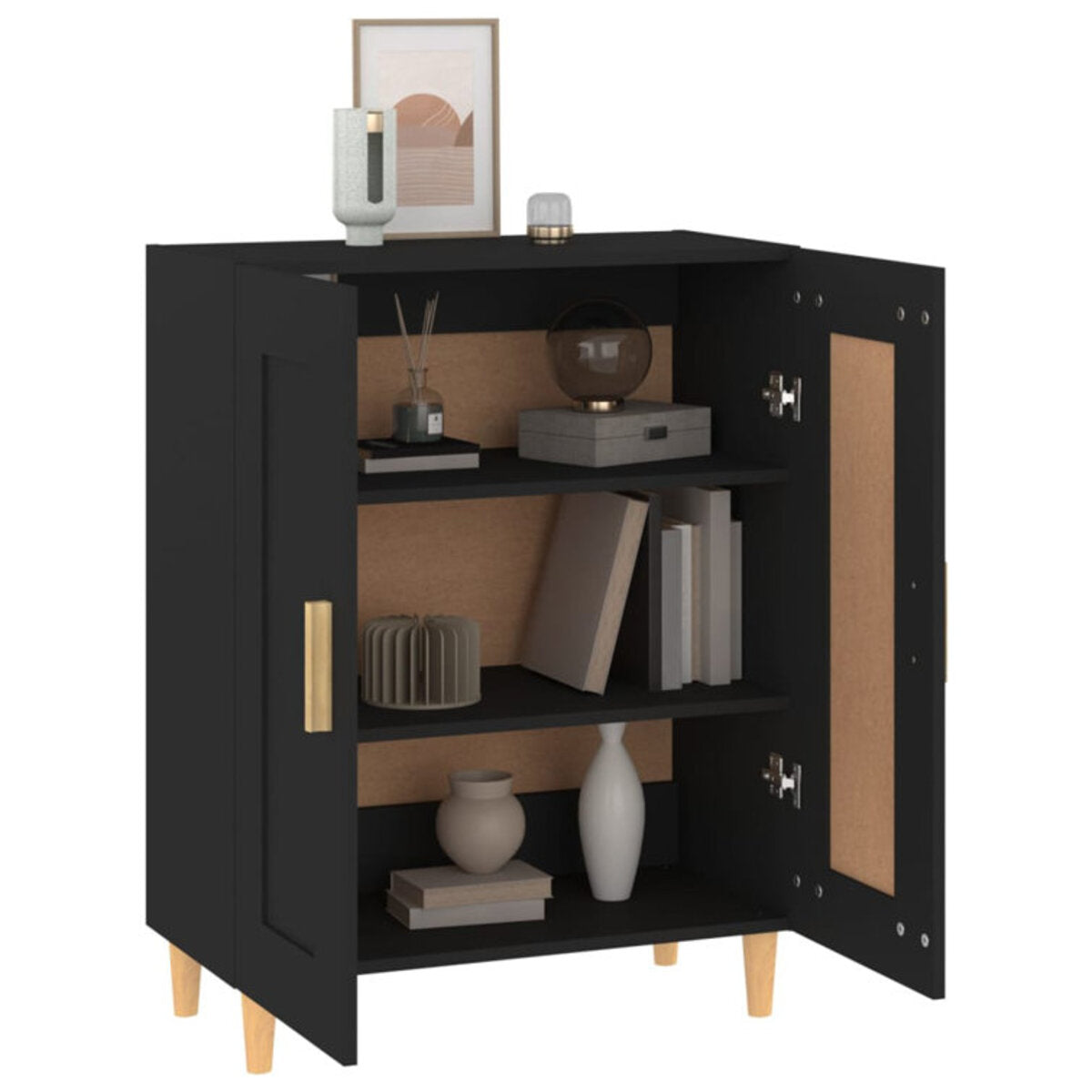 Matt Finish Wooden Sideboard with golden handles