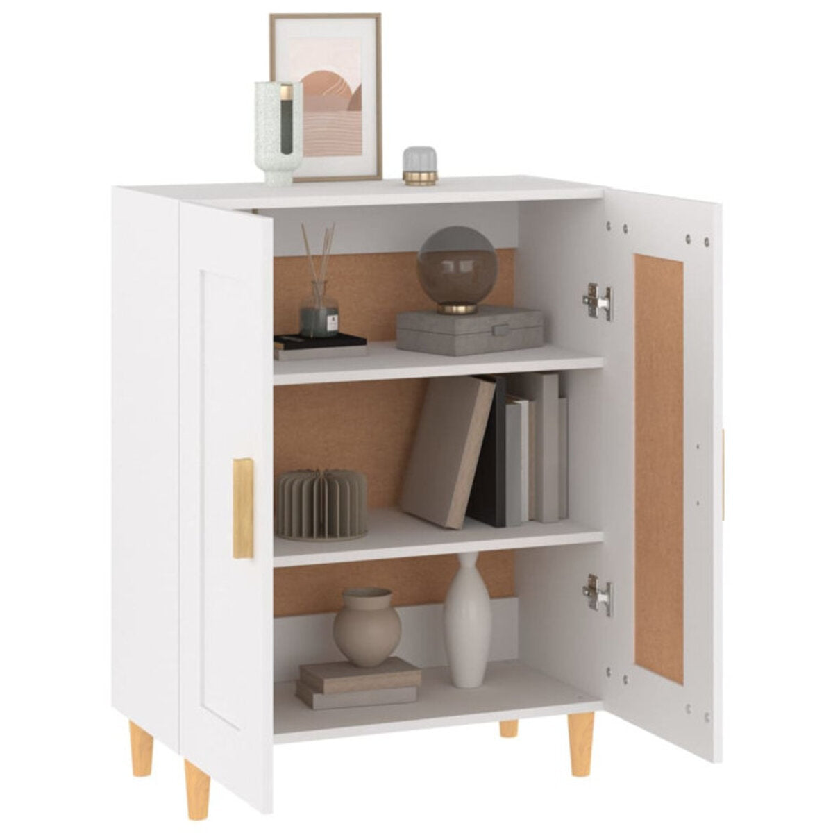 Matt Finish Wooden Sideboard with golden handles