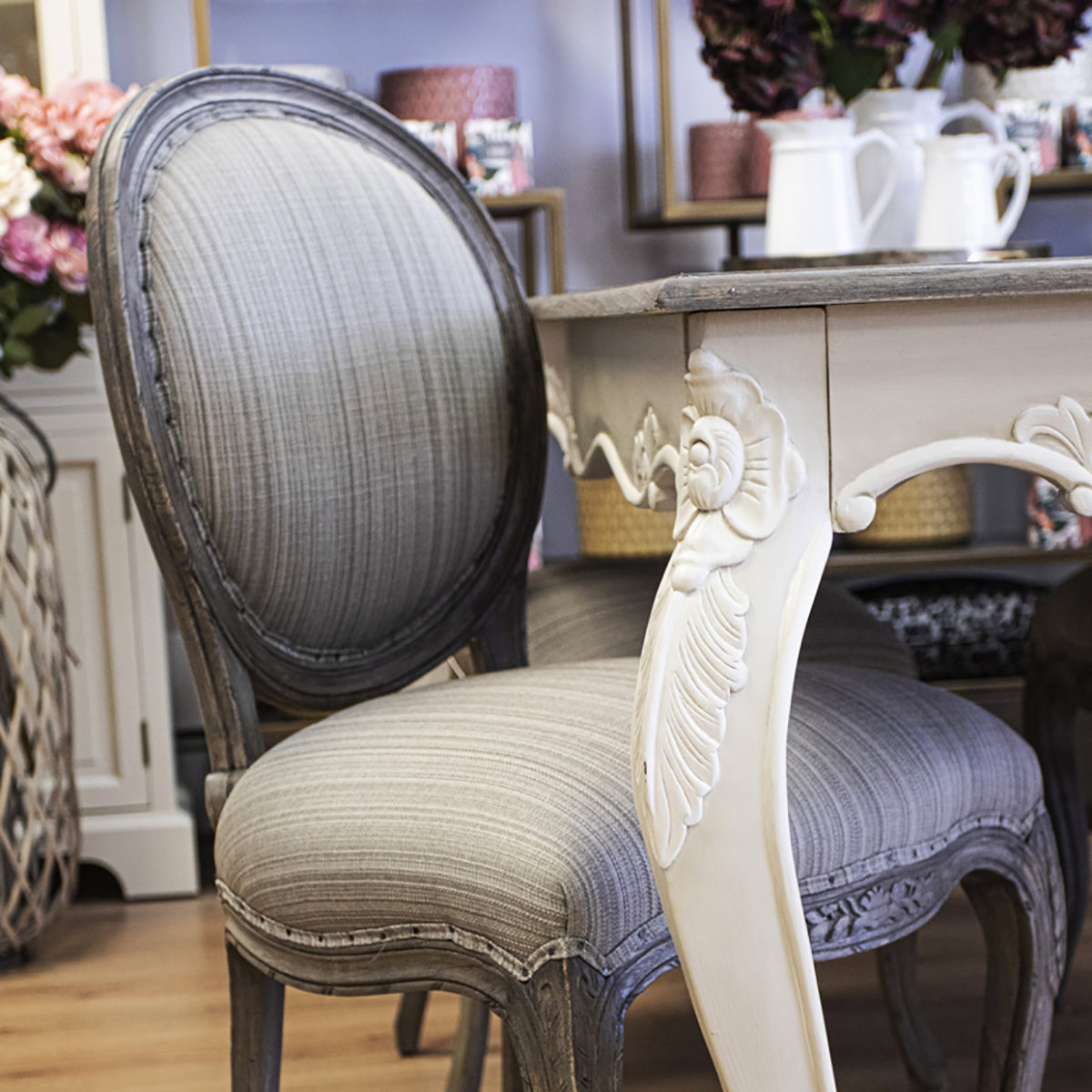 Modern French Style Chair With Metal Back