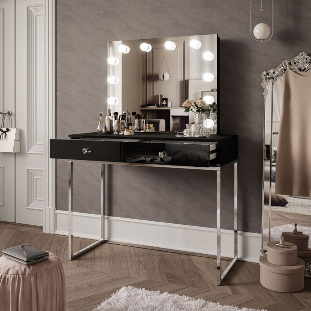 Two Drawer Dressing Table With Mirror