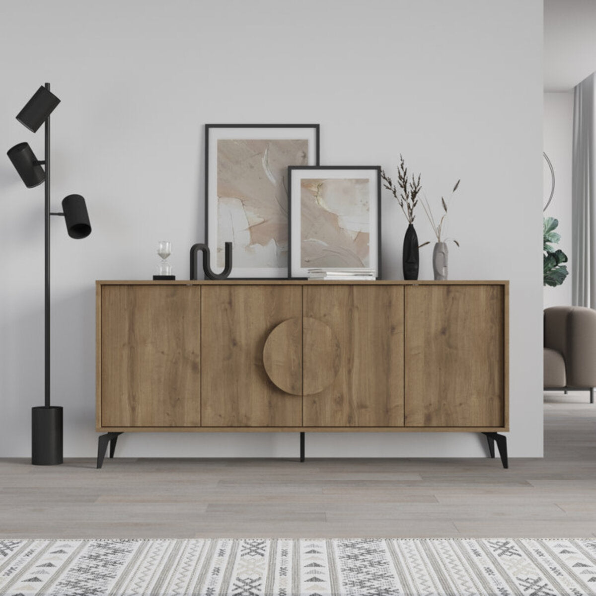 Natural Wooden Finish Sideboard