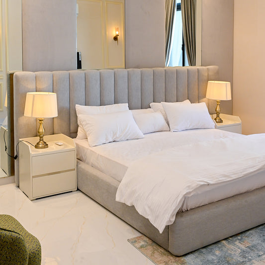 Wide Headboard Upholstered Bed