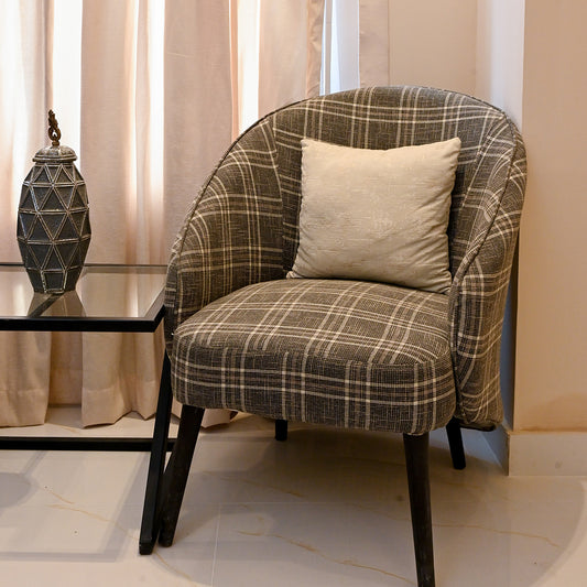 Checked Barrel Chair