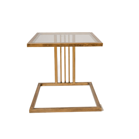 End Table With Metal Vertical Slats