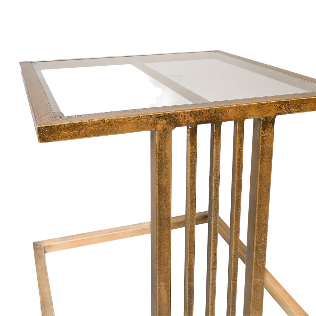 End Table With Metal Vertical Slats