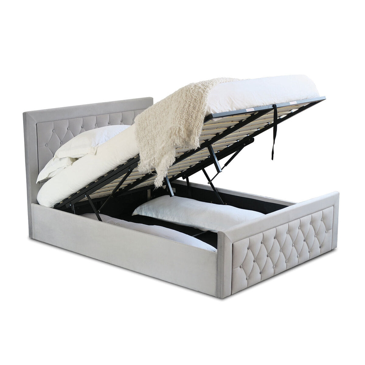 Velvet-Covered Upholstered Ottoman Bed