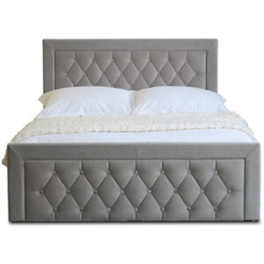 Velvet-Covered Upholstered Ottoman Bed