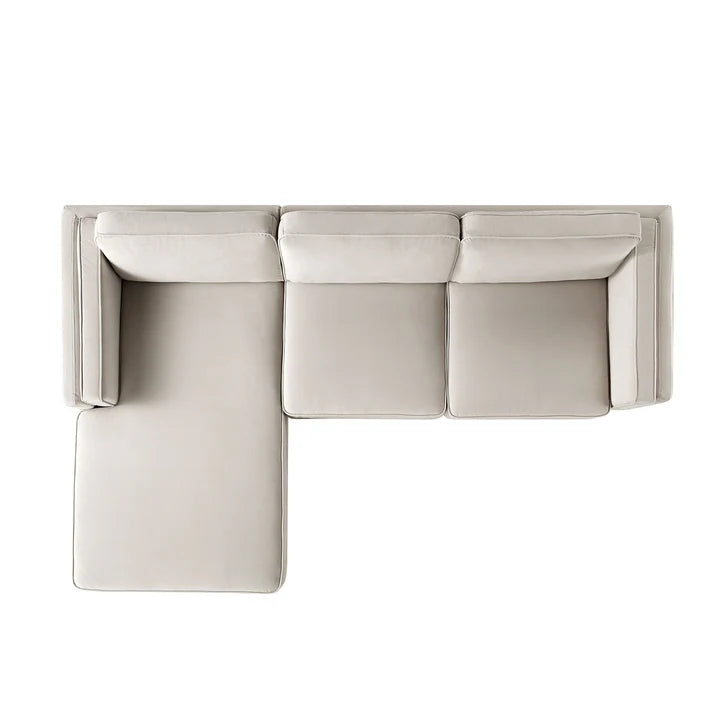 Wooden Base Sectional With Chaise End