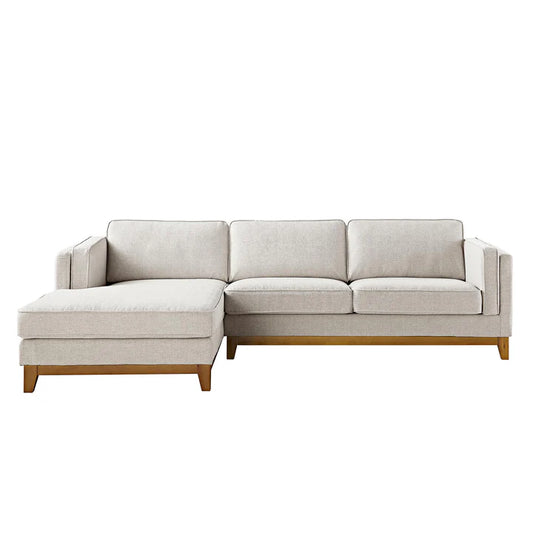 Wooden Base Sectional With Chaise End