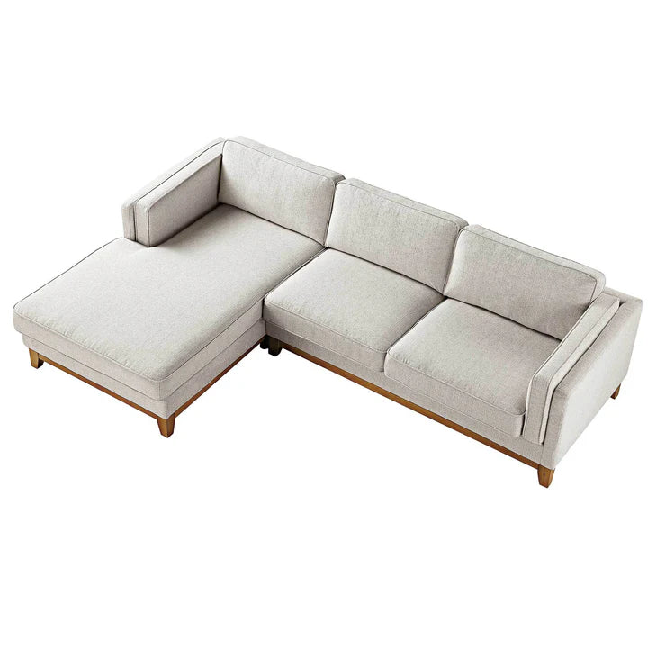 Wooden Base Sectional With Chaise End