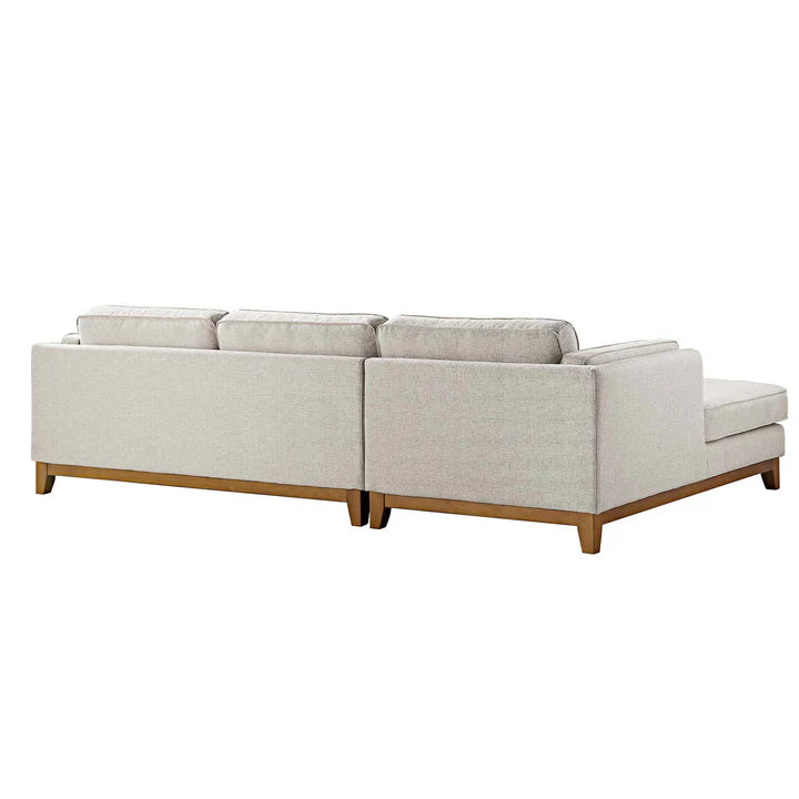 Wooden Base Sectional With Chaise End