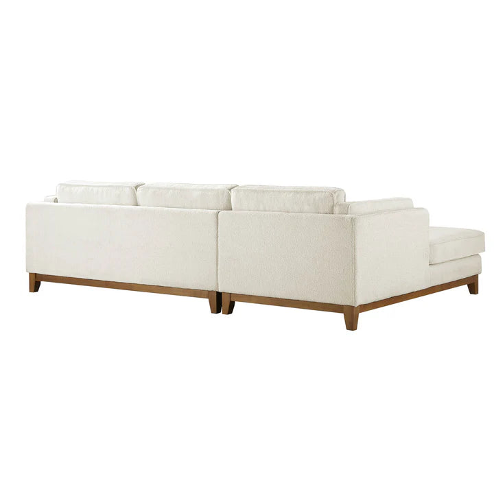Wooden Base Sectional With Chaise End