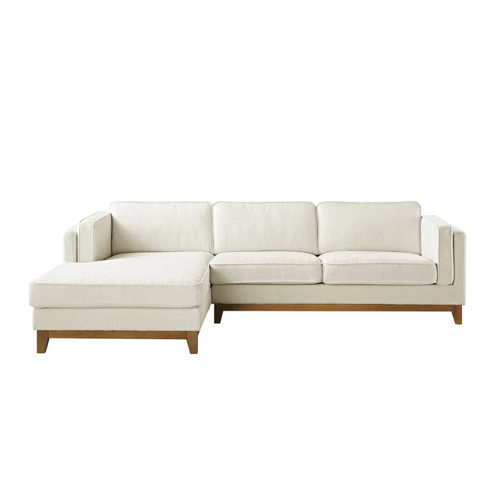 Wooden Base Sectional With Chaise End