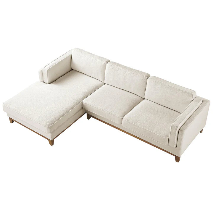 Wooden Base Sectional With Chaise End