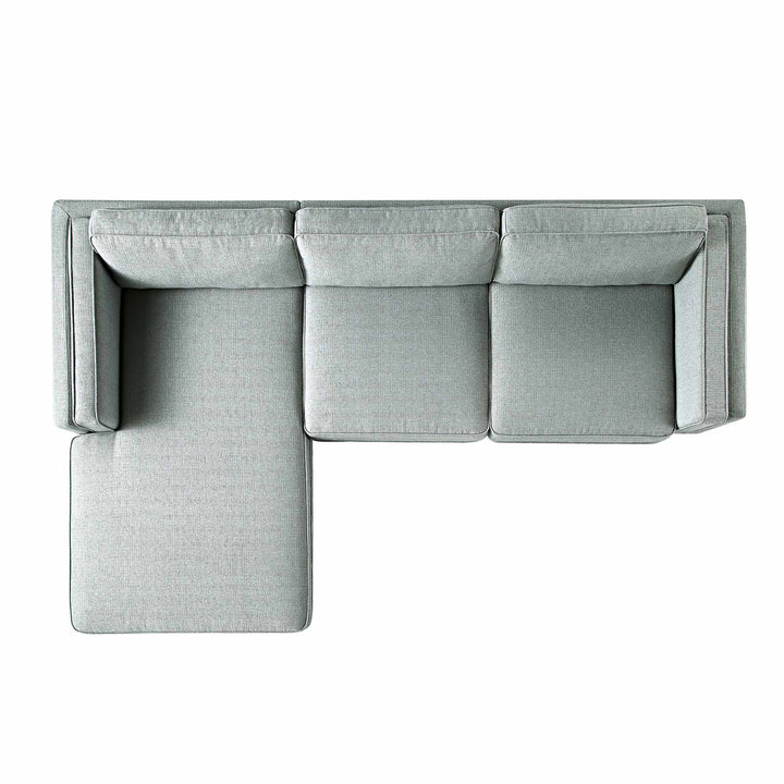 Wooden Base Sectional With Chaise End