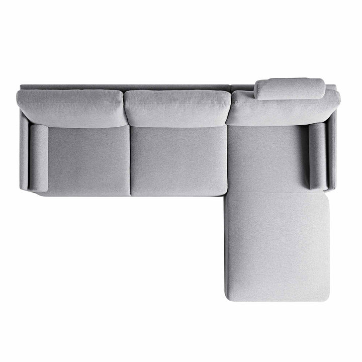 Wooden Sectional with Stool