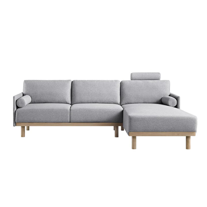 Wooden Sectional with Stool