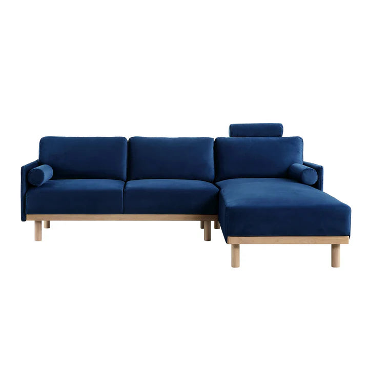 Wooden Sectional with Stool