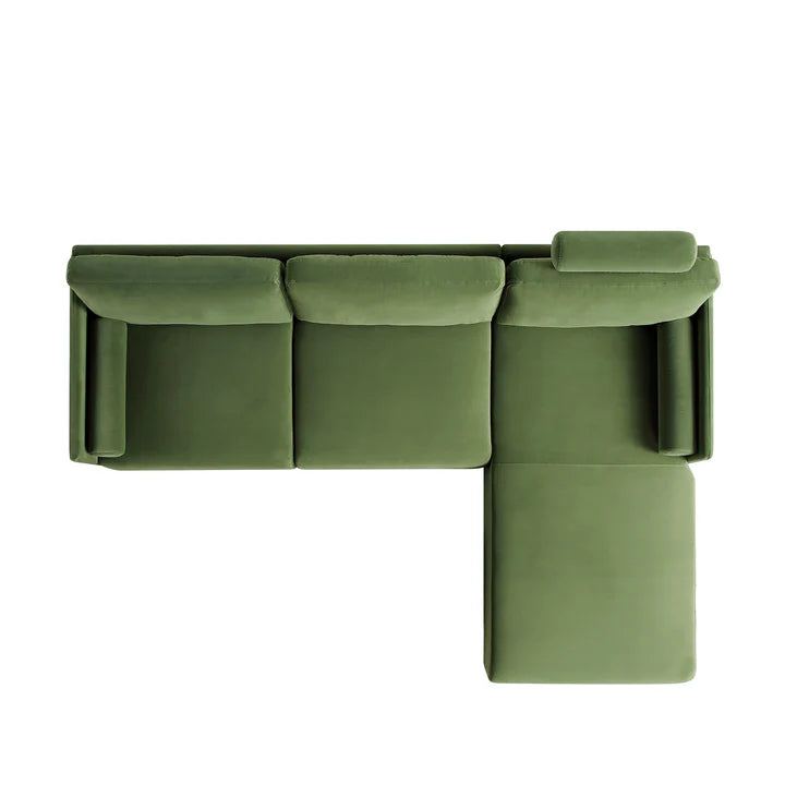 Wooden Sectional with Stool