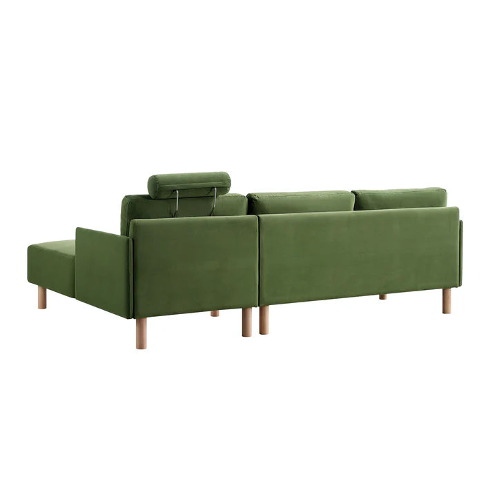 Wooden Sectional with Stool