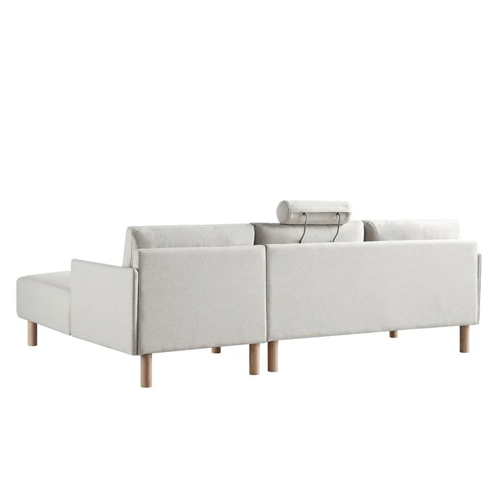 Wooden Sectional with Stool