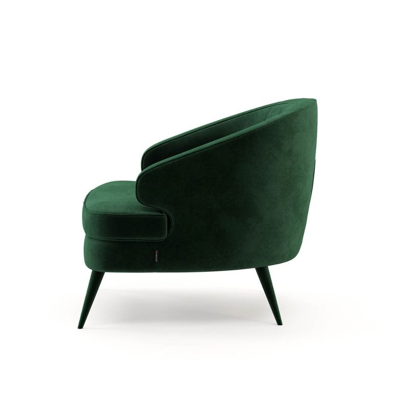 Barrel Chair With Tapered Metal Legs