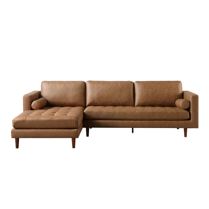 Leather Sectional With Chaise & Ottoman