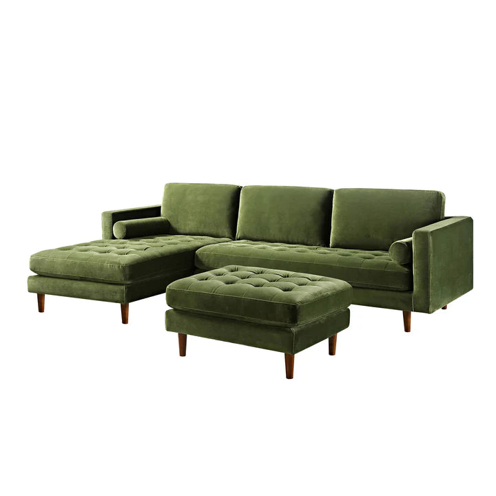 Leather Sectional With Chaise & Ottoman