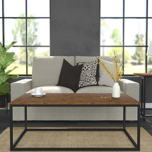 Rectangular Coffee Table with Wooden Top