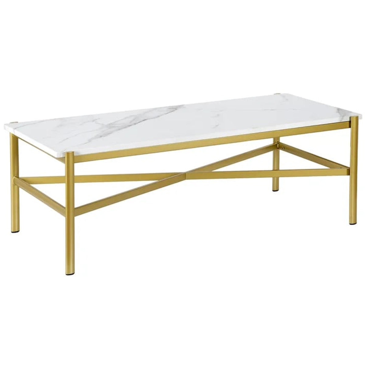 Rectangular Coffee Table with Faux Marble Top