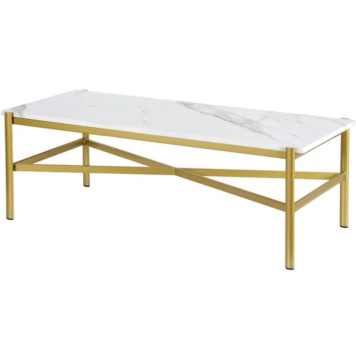 Rectangular Coffee Table with Faux Marble Top