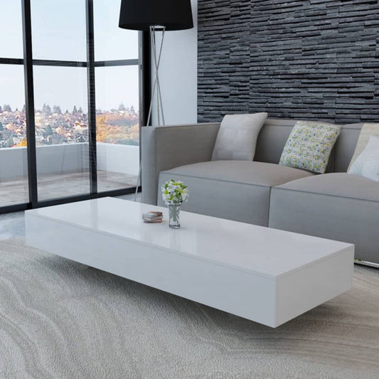 Rectangular White Wood Coffee Table