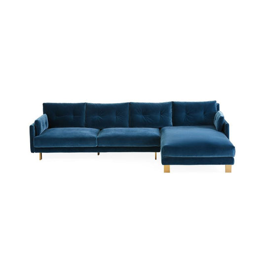 Velvet Sectional With Chaise End