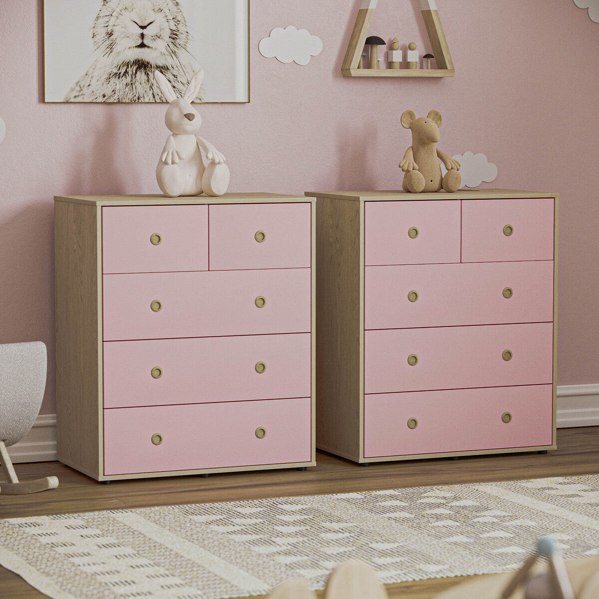 5 Drawers Wooden Chest