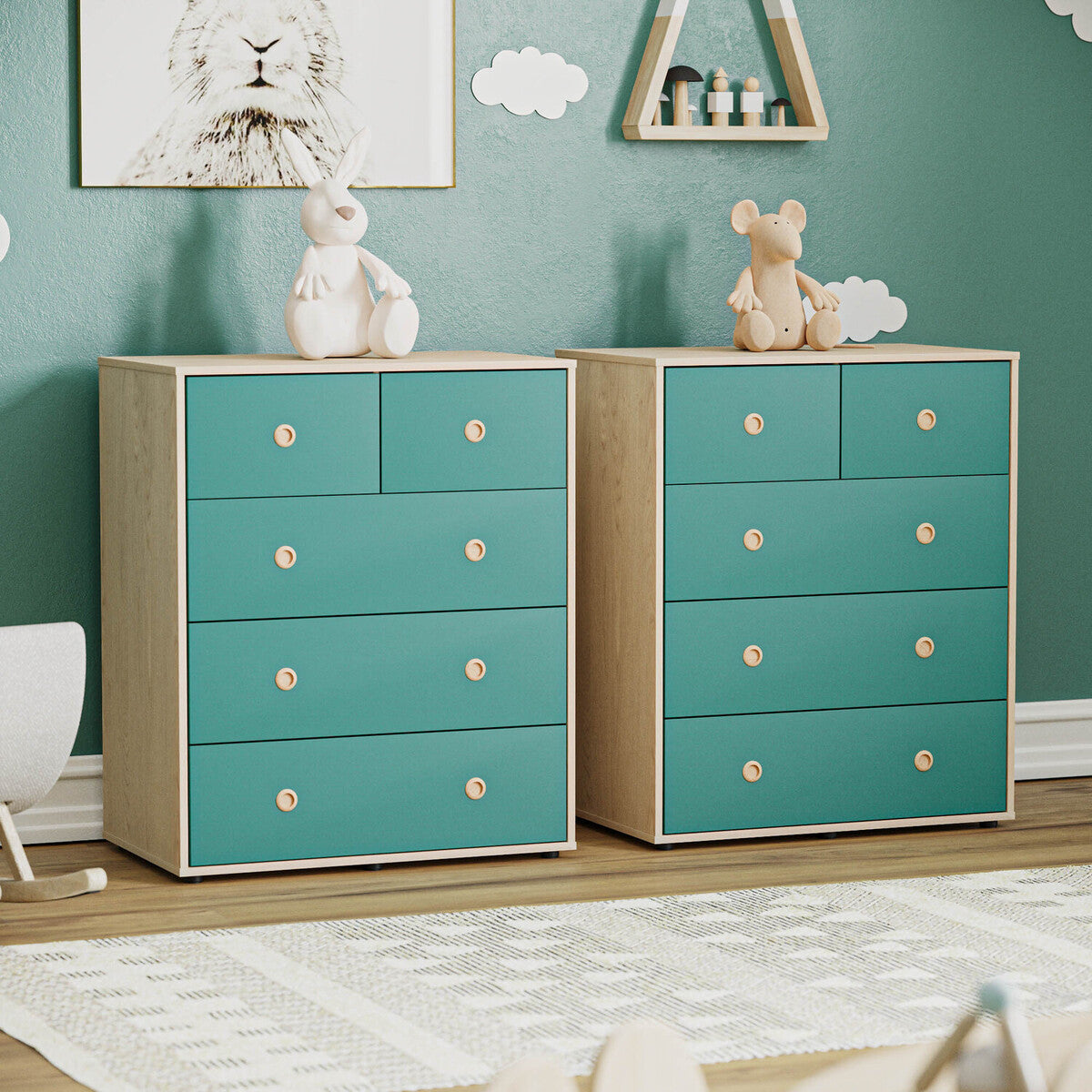 5 Drawers Wooden Chest