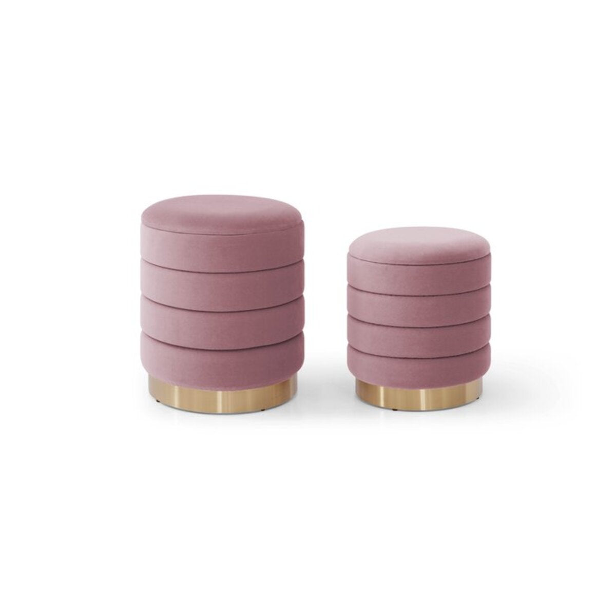 Set Of 2 Stools With Soft Fabric