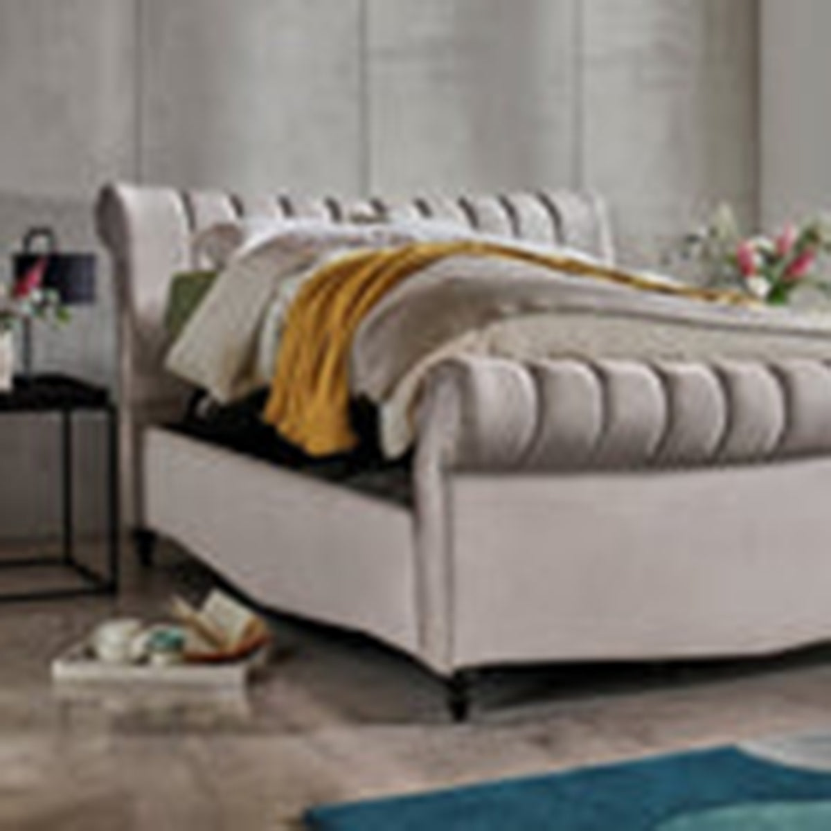 Sleigh Style Bed Frame With Storage