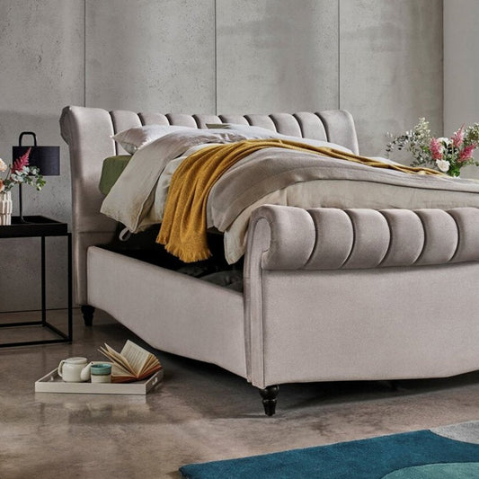 Sleigh Style Bed Frame With Storage