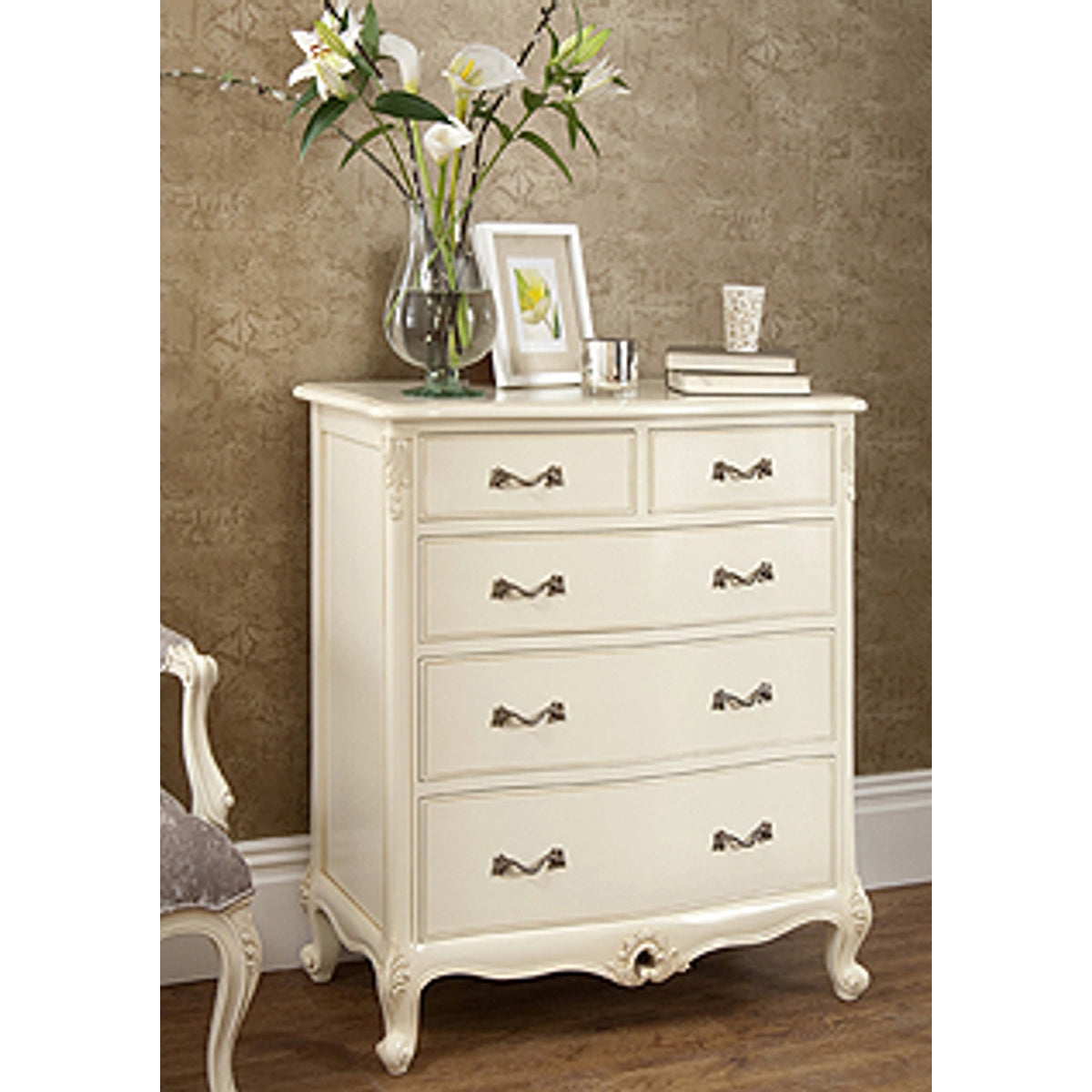 Sleigh Upholstered Ivory Bed
