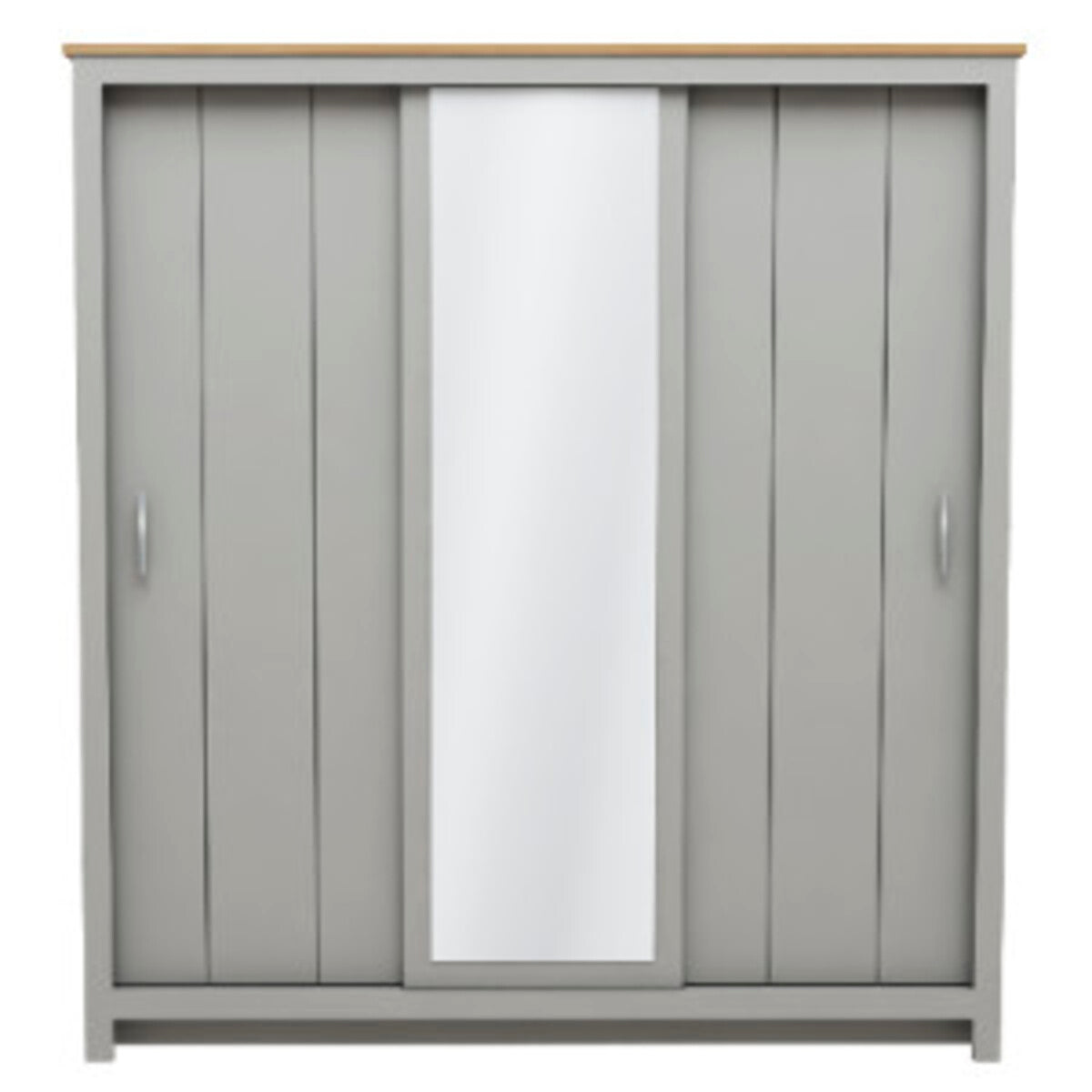 Sliding 3 Door metal handle Wardrobe with Mirror