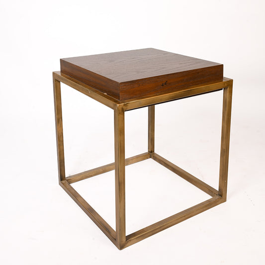 Square Side Table with Wooden Top