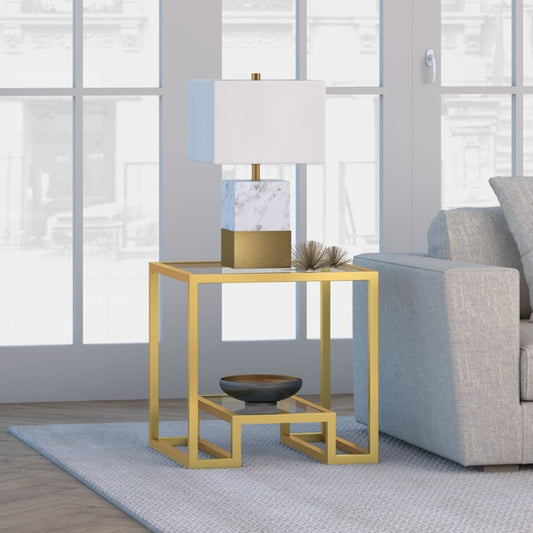 Square Glass Top Side Table