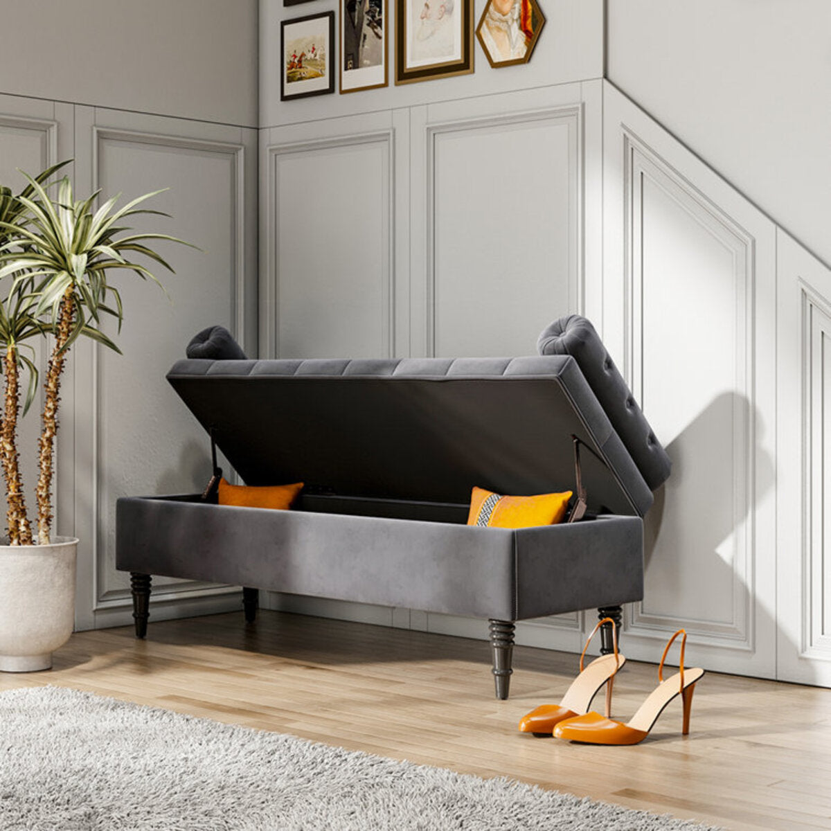 Storage Bench With Luxury Febric Covering