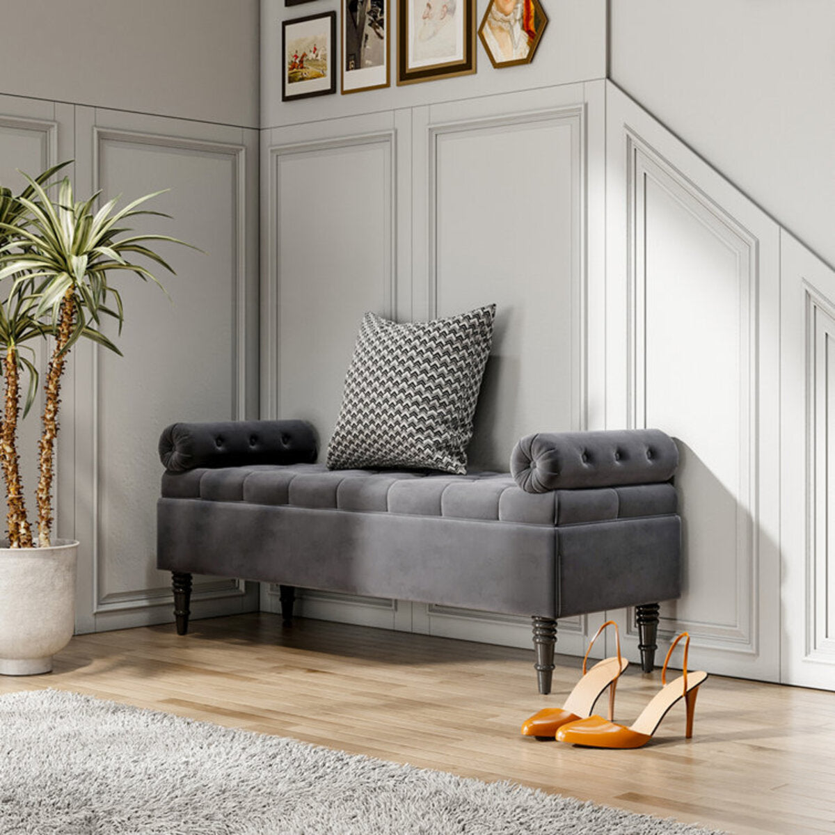 Storage Bench With Luxury Febric Covering