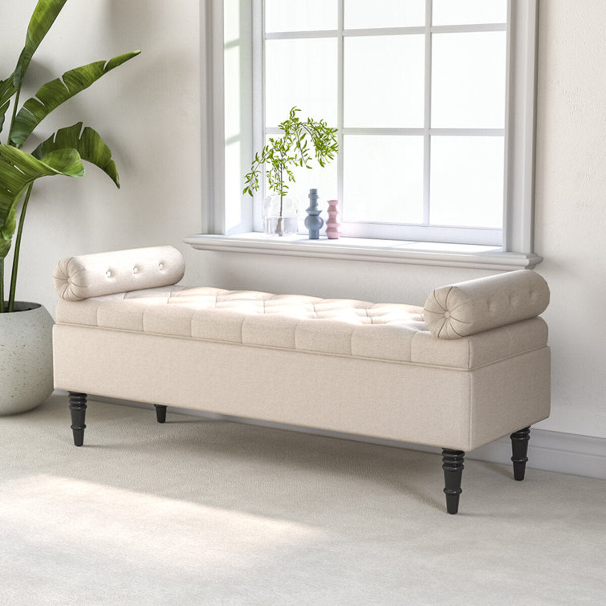 Storage Bench With Luxury Febric Covering